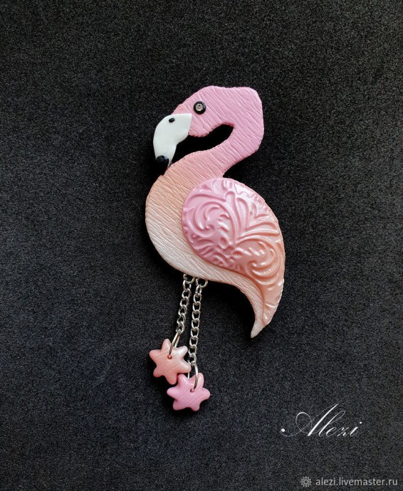 Брошь "Розовый фламинго"