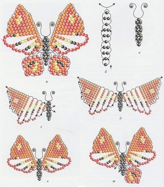 Схемы прекрасных бабочек из бисера