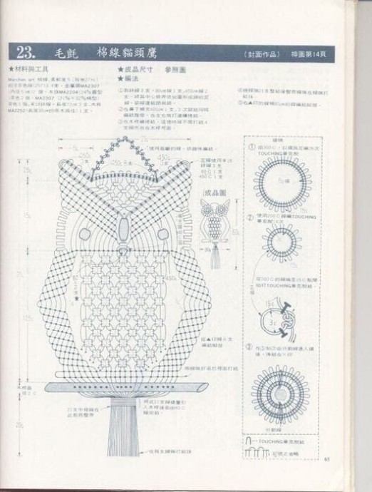 Совушки в технике плетения макраме