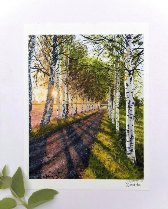 Рисуем пейзаж с березами