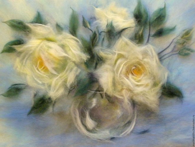 ​Цветы в технике шерстяной акварели: творческие идеи