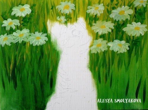 ​Котёнок среди ромашек