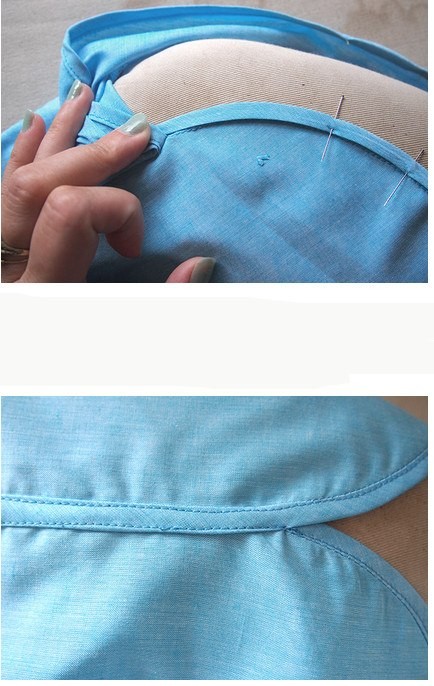 Обработка фигурного края косой бейкой