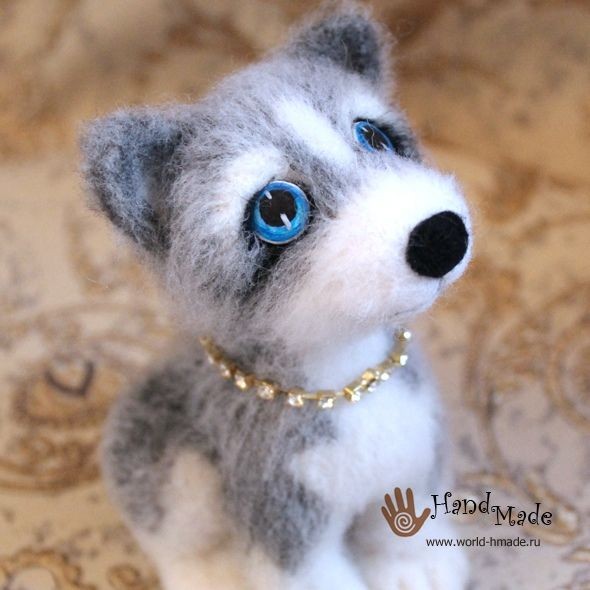 Щенок хаски в технике сухого валяния