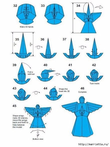 Ангелочек из бумаги в технике оригами