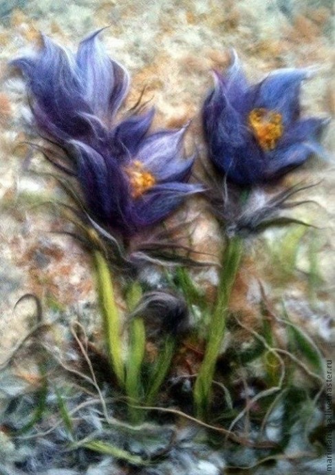 ​Цветы в технике шерстяной акварели: творческие идеи