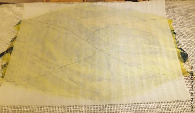 Валяние шарфа палантина на плоском шаблоне