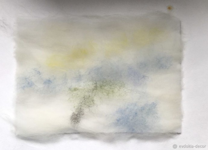 Рисуем картину шерстью "Васильки"