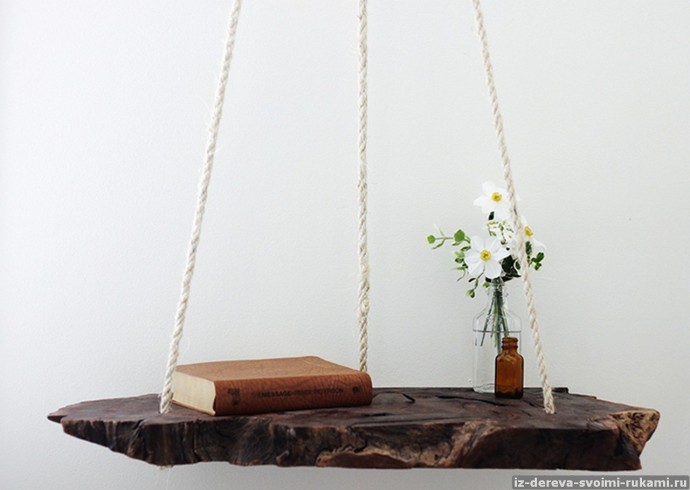 Подвешенная полка из спила Подвешенная полка из спила