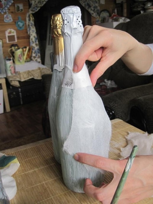 ​Декорирование романтичной бутылки в технике декупаж: часть 1