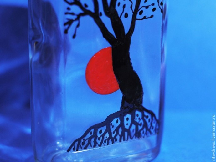 Древо жизни: расписываем бутылку акриловыми красками