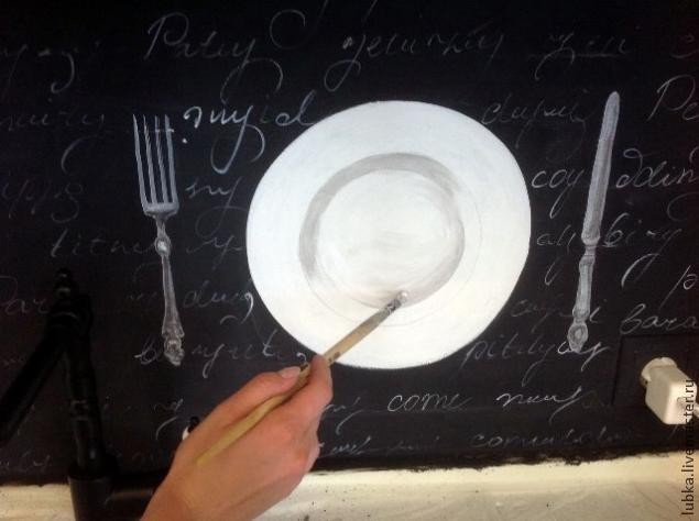 ​Роспись скинали кухни "Черно-белая графика": часть 2