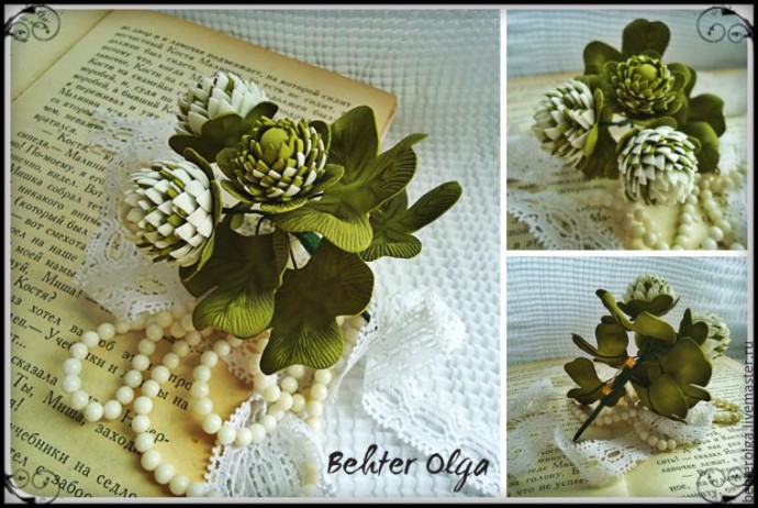 ​Создаем брошь "Белый клевер" из фоамирана: часть 2