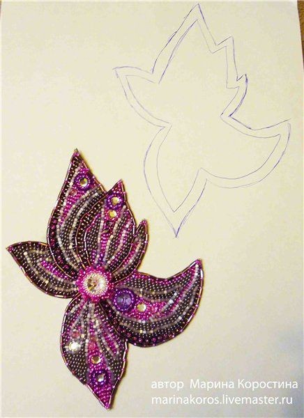 Вышиваем бисером колье с цветком: часть 2