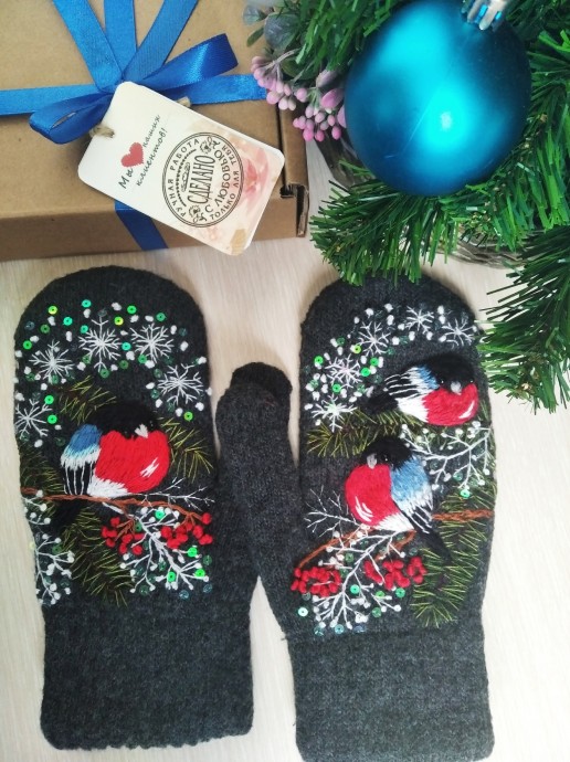 Идеи эксклюзивных варежек с ручной вышивкой