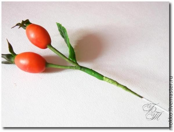 ​Лепим шиповник из полимерной глины: часть 3