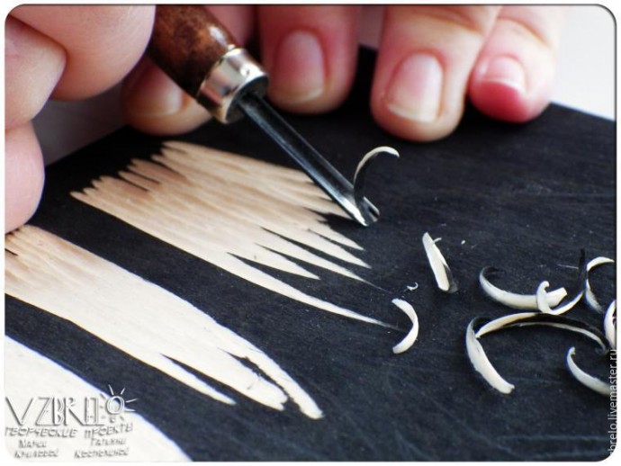 ​"Печатаем" открытки с элементами гравюры