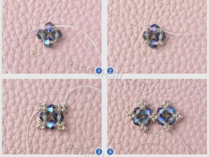 Ажурный браслет из бисера и биконуса