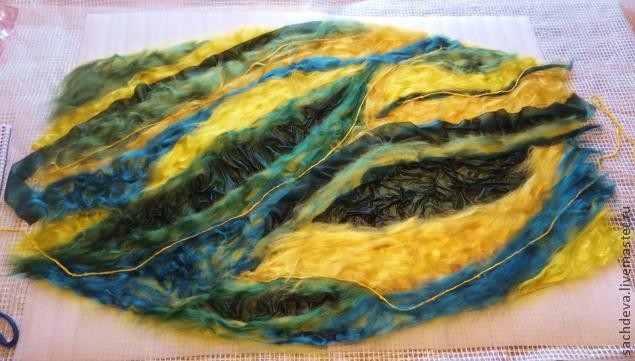 Валяние шарфа палантина на плоском шаблоне