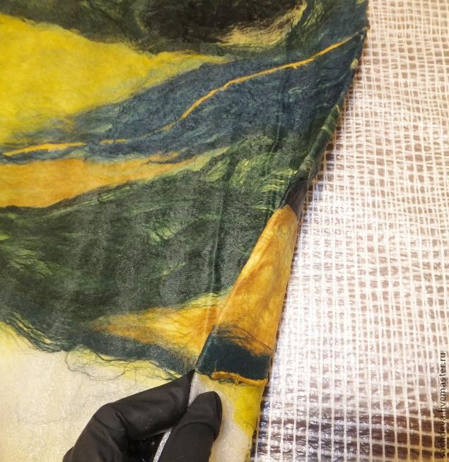 Валяние шарфа палантина на плоском шаблоне