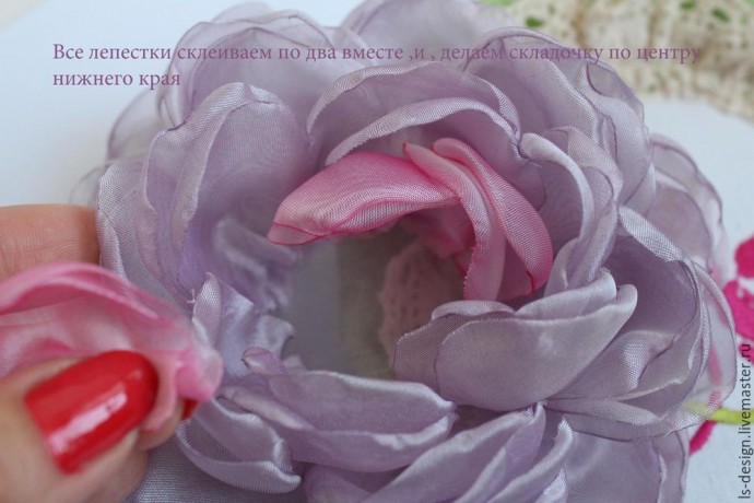 Мастер-класс: создаем нежный "Пион из вуали": часть 2