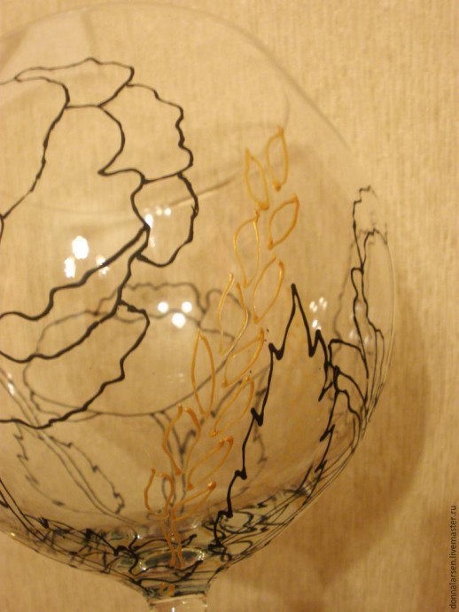 Рисуем маки на бокалах: часть 1