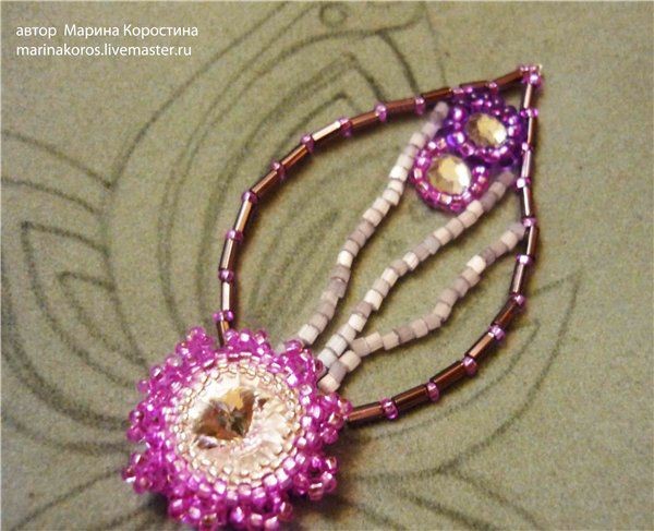Вышиваем бисером колье с цветком: часть 1