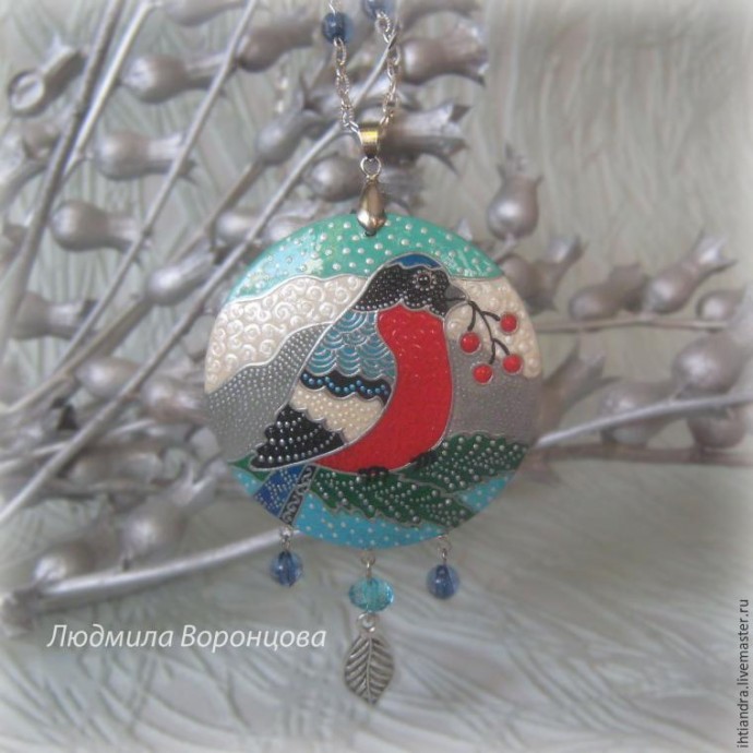 Создание кулона с росписью "Снегирь": часть 2