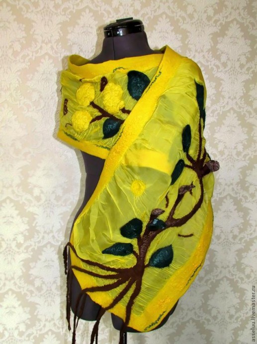 Валяние шарфа в технике нунофелтинг: часть 3