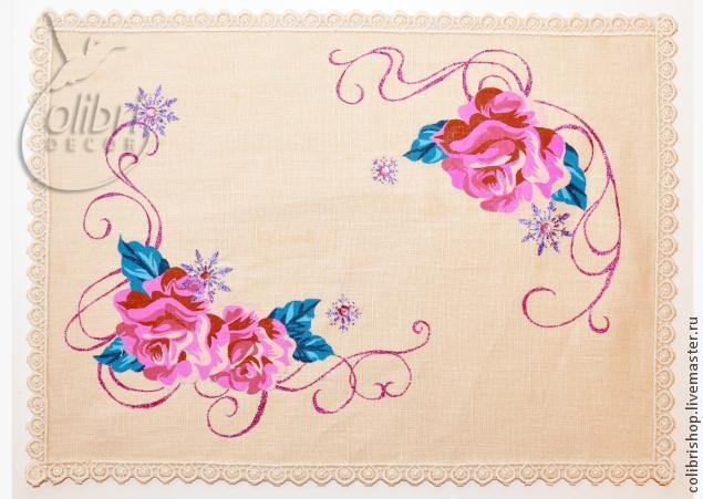 Роспись салфетки "Роза"