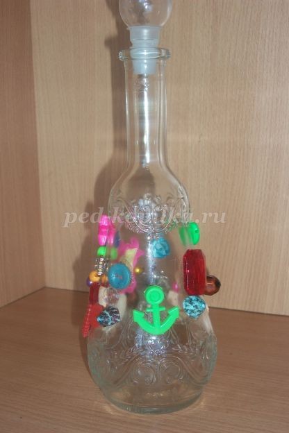 Декорирование стеклянной бутылки