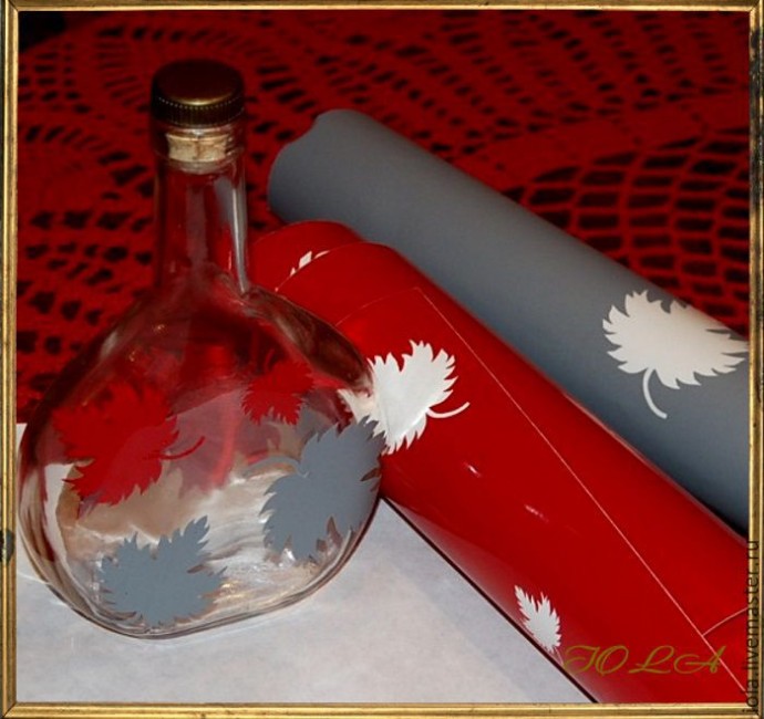 Декорируем стеклянную бутылку "Листопад"