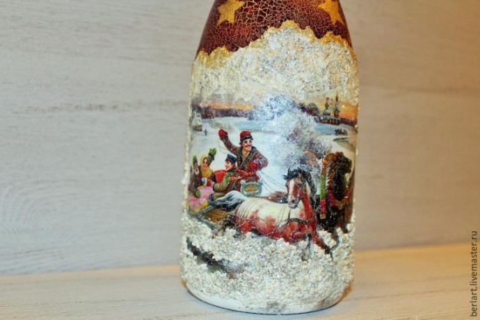 Мастер-класс по декорированию бутылки шампанского в технике декупаж: часть 2
