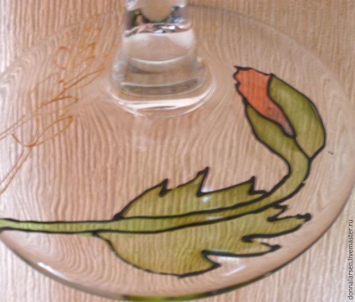 Рисуем маки на бокалах: часть 1