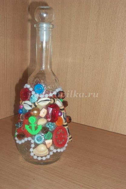 Декорирование стеклянной бутылки
