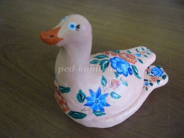 ​Шкатулочка из глины в виде утёнка: часть 4