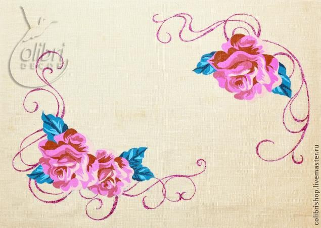 Роспись салфетки "Роза"