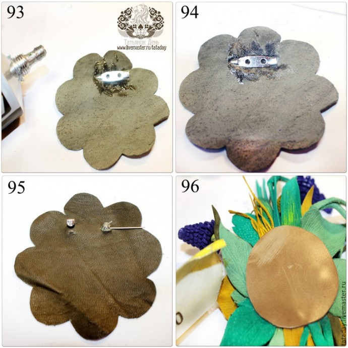 ​Делаем брошь из кожи "Прекрасный букет" с нарциссом и гиацинтом: часть 4