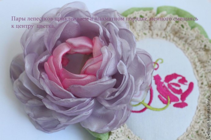 Мастер-класс: создаем нежный "Пион из вуали": часть 2