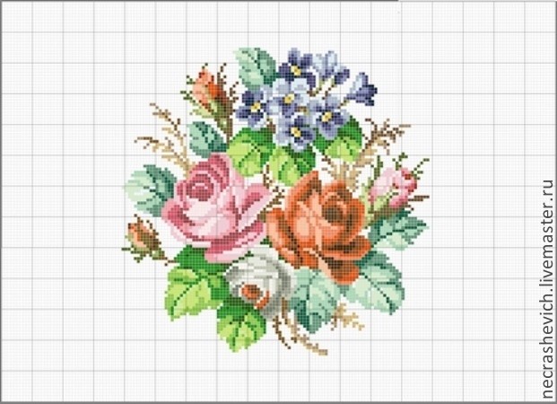 Вышиваем прелестные букеты цветов