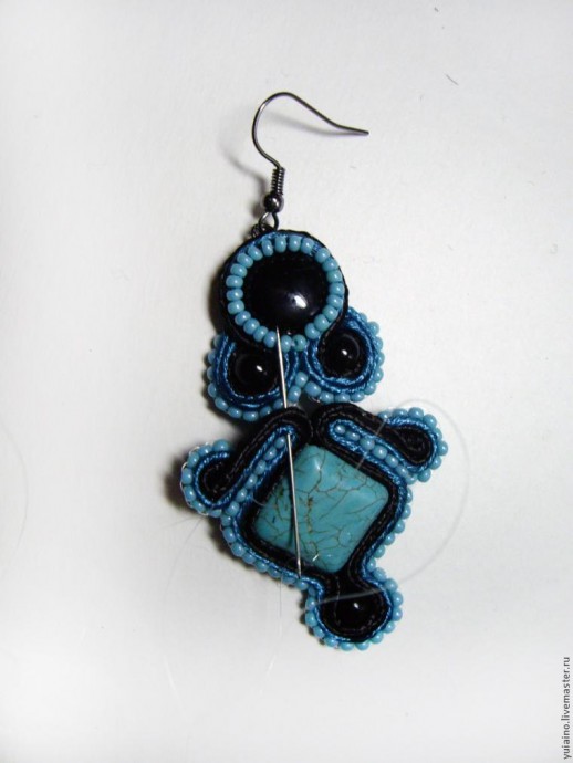 Серьги в технике сутажной вышивки Серьги в технике сутажной вышивки