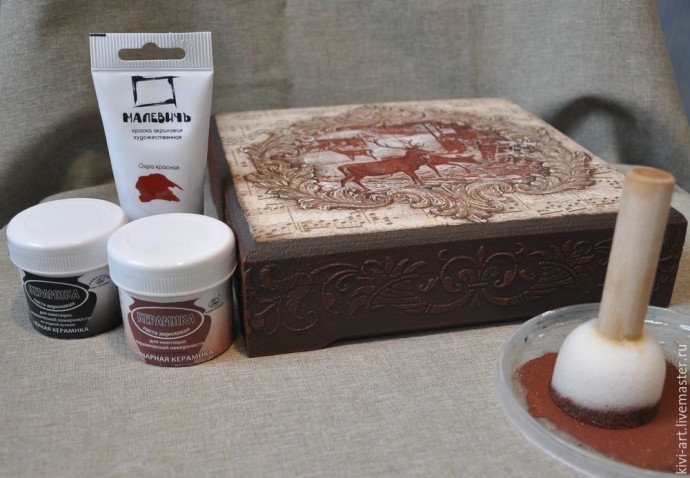 ​Декорируем чайную коробку "В старом шале": часть 4