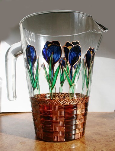 ​Расписываем кувшин "Весенние крокусы"