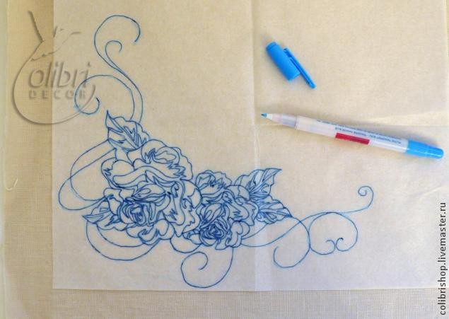 Роспись салфетки "Роза"