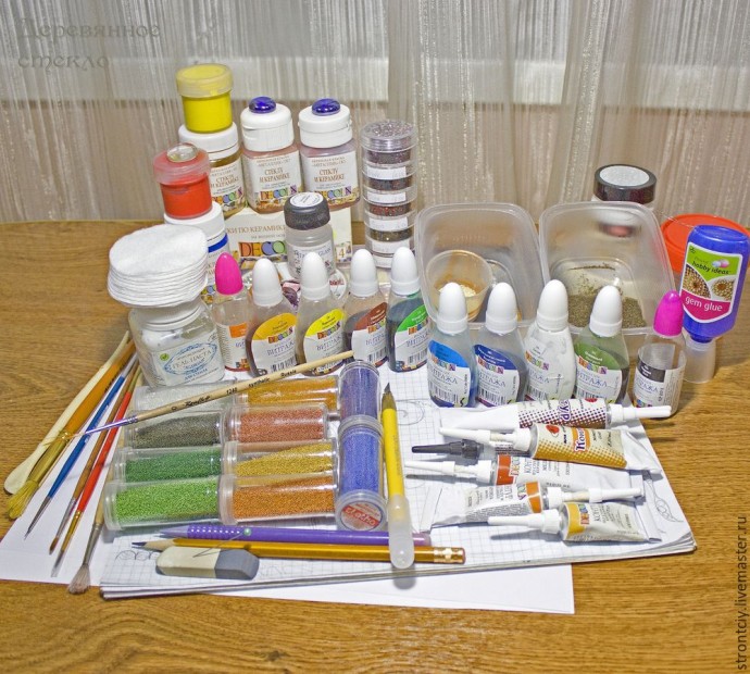 Витражная картина на стекле "Пять стихий осени": часть 1