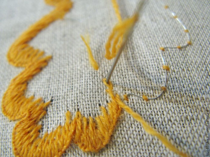 ​Создаем брошь "Дубовый лист" в технике объемной вышивки гладью: часть 1