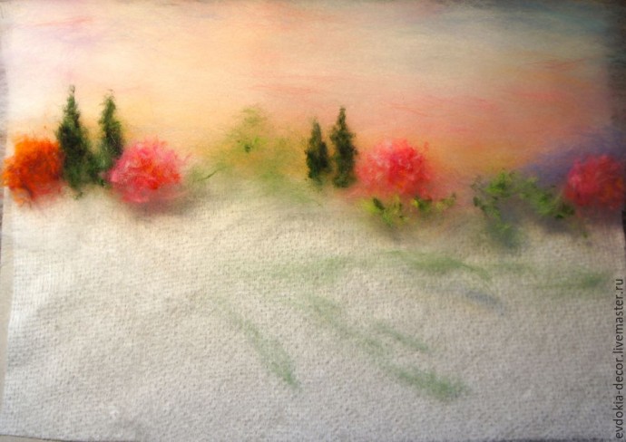 Создаем картину "Красочный пейзаж" в технике шерстяной акварели