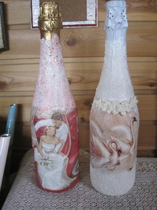 ​Декорирование романтичной бутылки в технике декупаж: часть 3