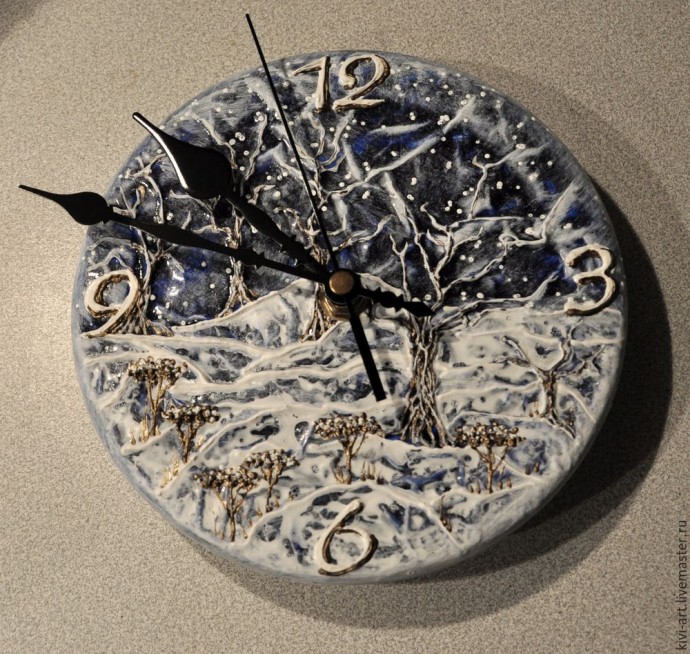 ​Мастер-класс по декорированию часов "Синяя зима": часть 3