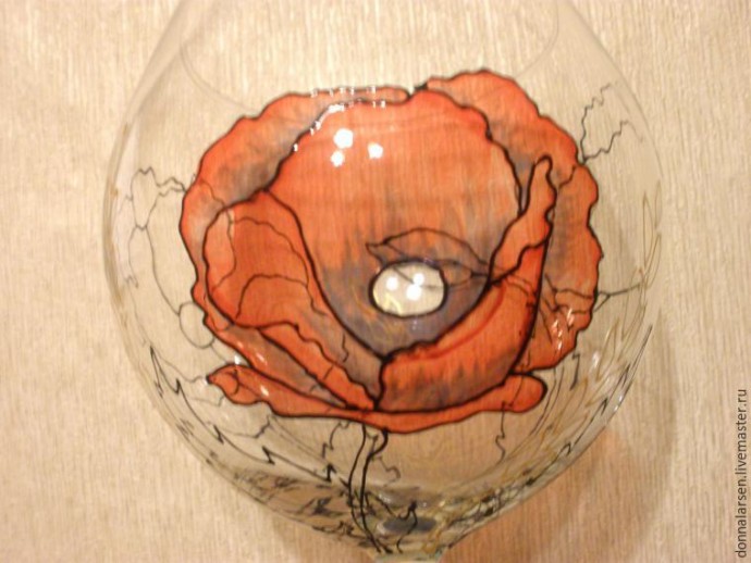 Рисуем маки на бокалах: часть 1